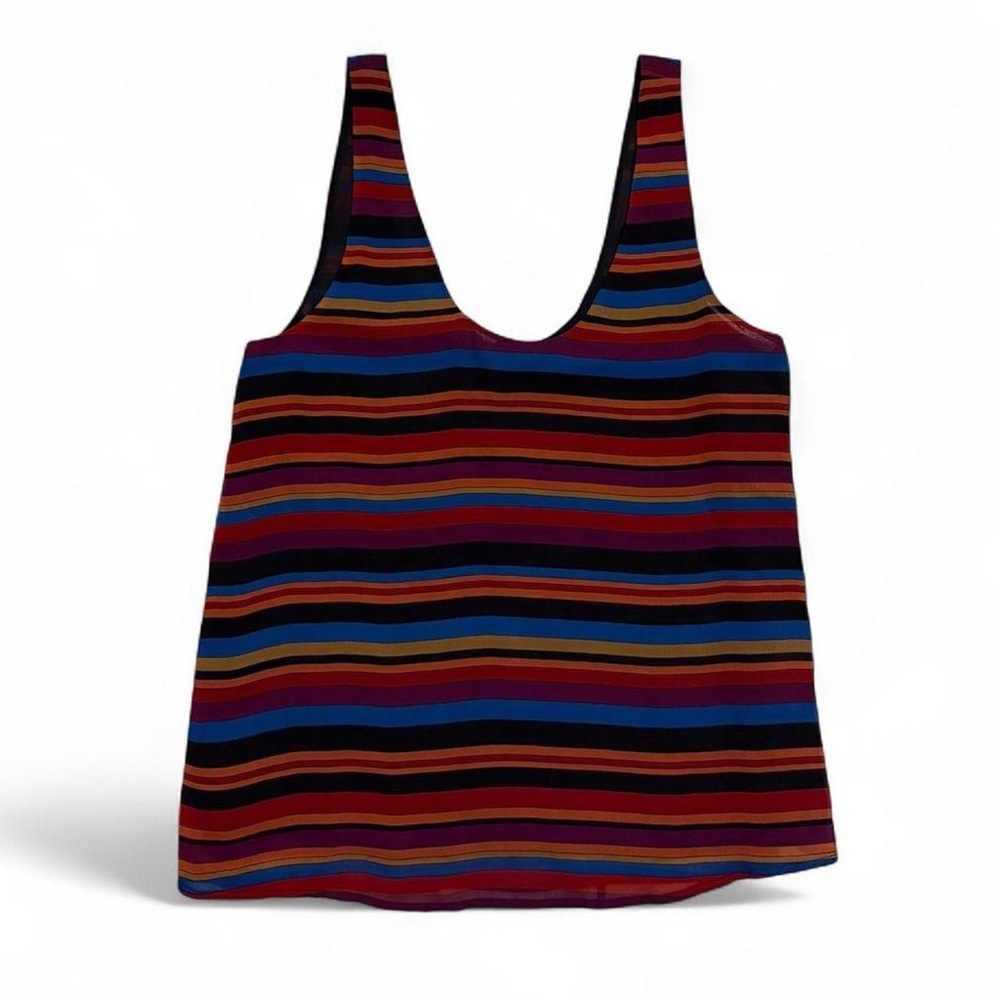 NEW $158 Joie Topaza Silk Multicolor Stripe Tank Top